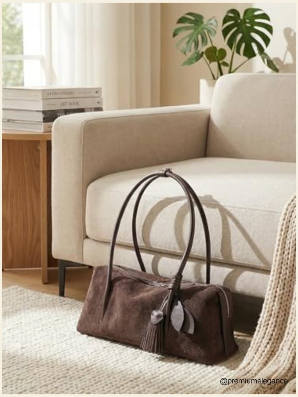 Genuine Suede Leather Hobo Bag, Lightweight Tote Handbag, Soft Shoulder Bag - Picture 3 of 7